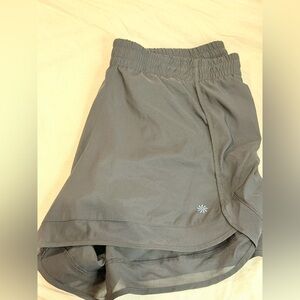 Athleta Charcoal Mesh Racer Shorts